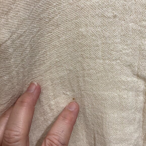 Jen’s Pirate Booty Gauze Button Up Shirt Top Short sleeve Minimalist Beige M/L - Picture 13 of 13